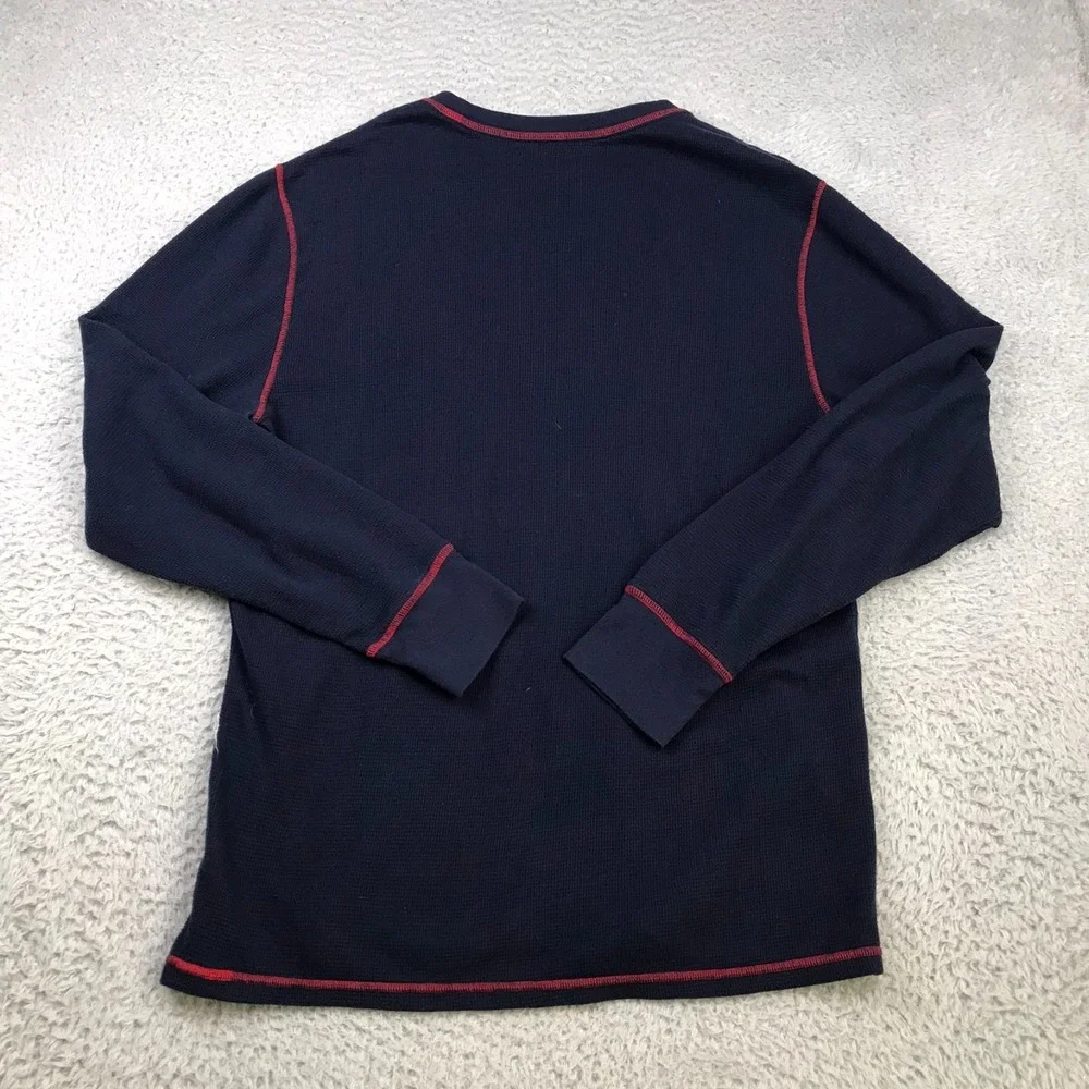 Polo Ralph Lauren Waffle Knit Crewneck Shirt Mens L Navy Flag Logo Thermal Layer